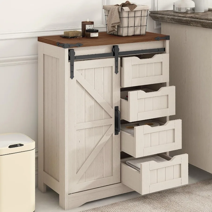 Kitchen - Farmhouse bathroom storage cabinet with 4