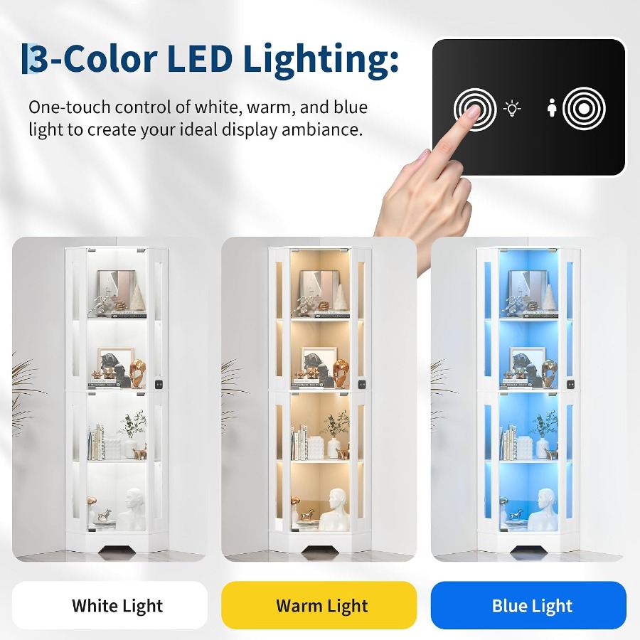 Corner display cabinet for liv - Lighting review and price