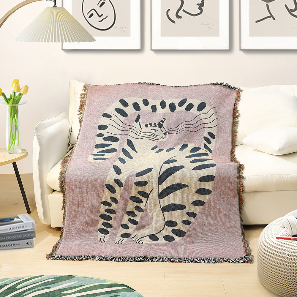 Boho Abstract Cat Jacquard Thr - Boho Throw Blanket Fringe review and price